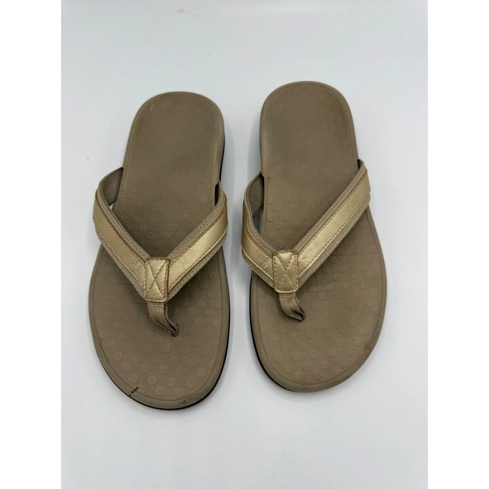 Vionic Tide II Gold Orthotic Sandals Womens 7 Beach Resort Pool Summer Support
